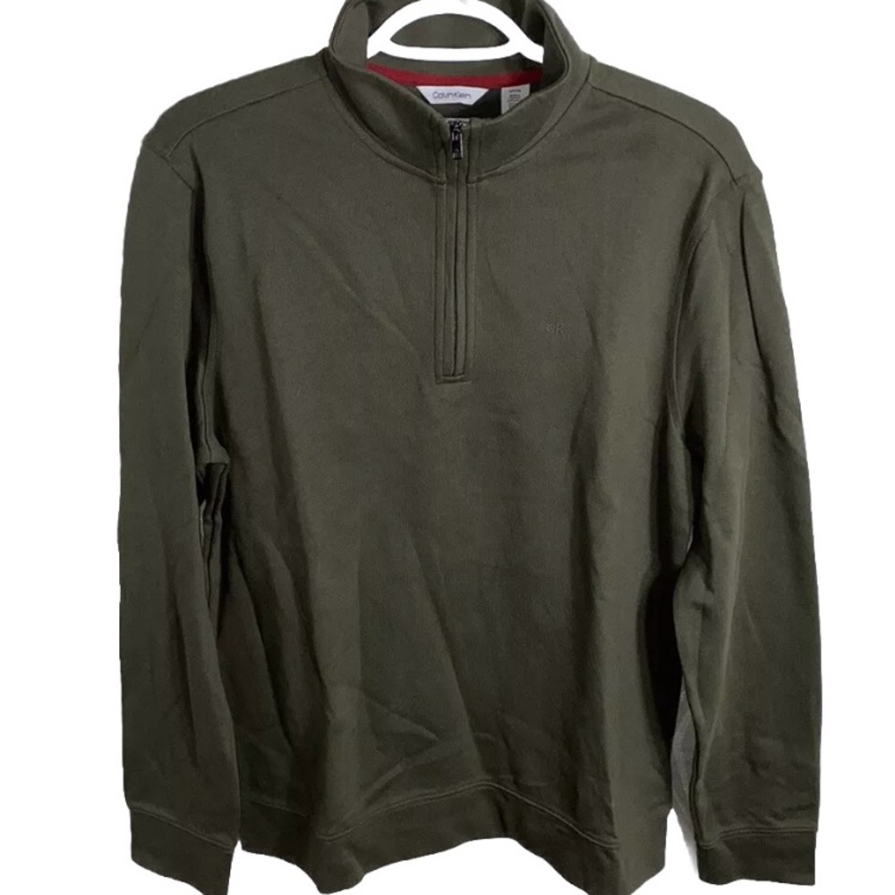 🔶Calvin Klein Men's Classic Quarter Zip Sweater Deep Moss NWT Size Small